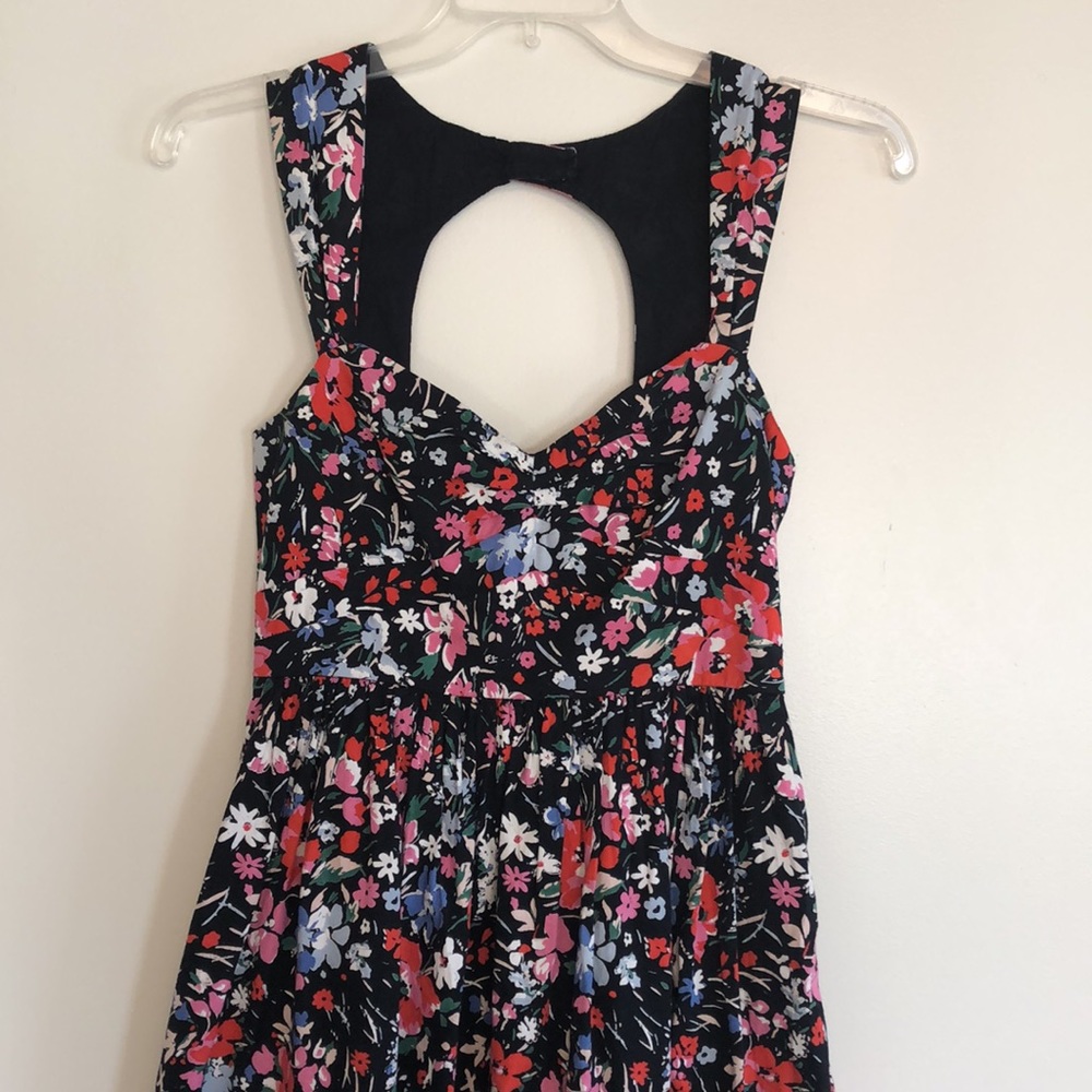 Free People dress, multi color floral print on black background, size 10 - Picture 3 of 15